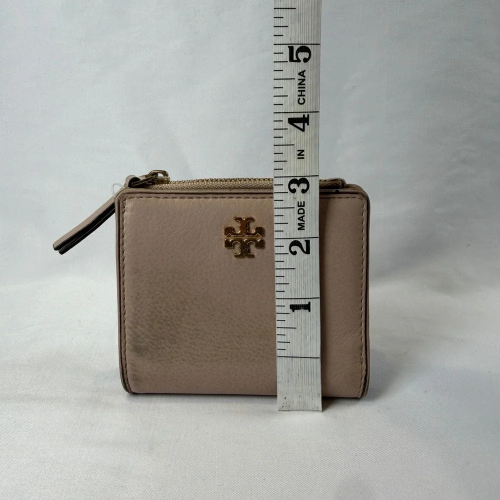 Tory Burch Bifold Wallet Womens OS Pink Leather Britten Mini Compact Wallet